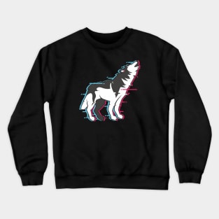 Wolf : glitch effect Crewneck Sweatshirt